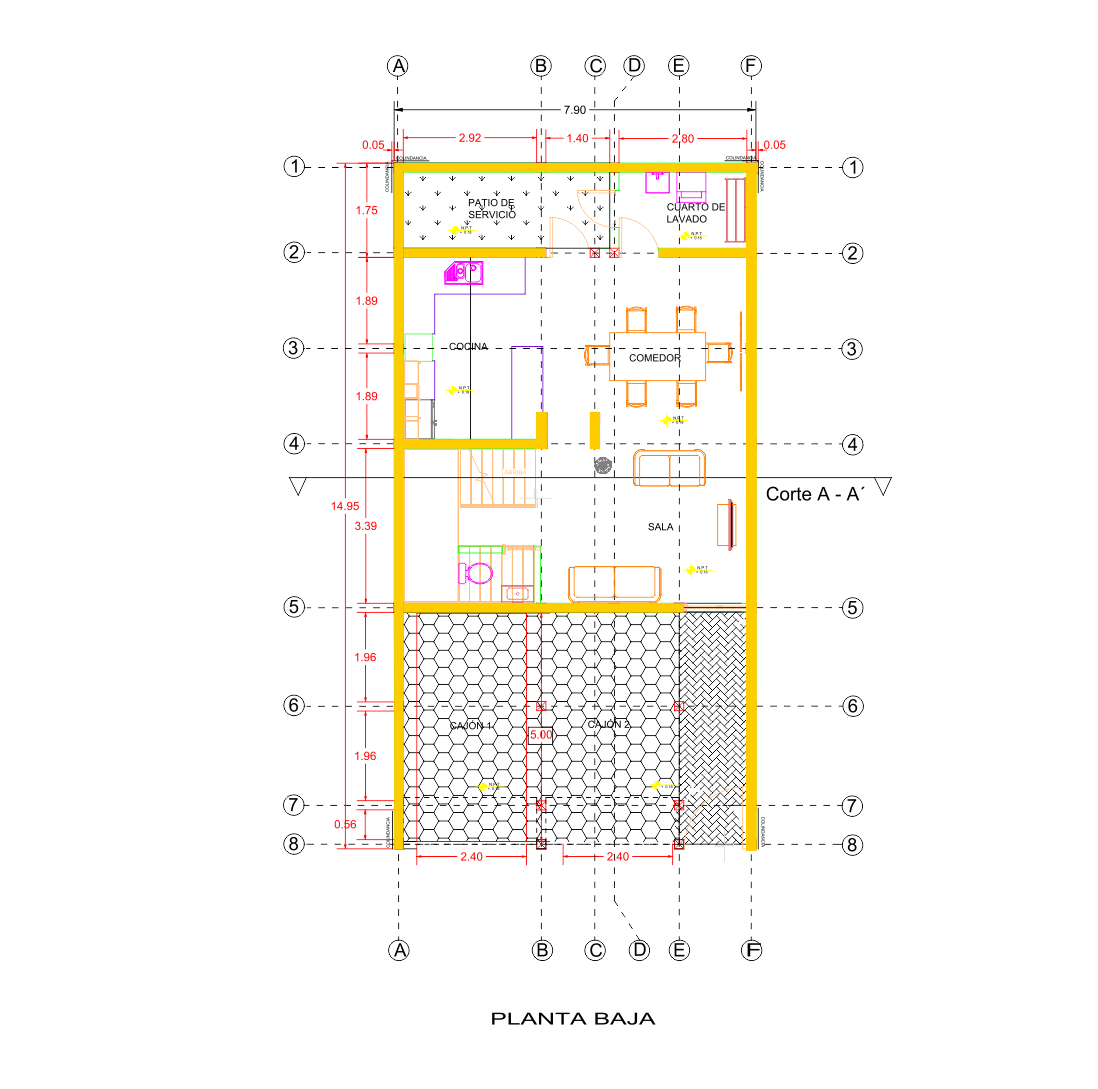 Plano de planta alta del Proyecto Casa Jardin